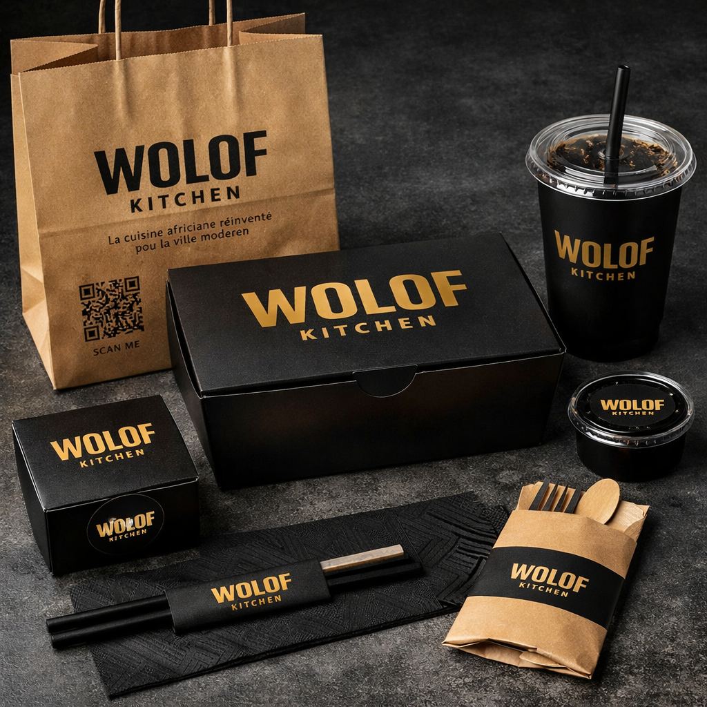 Emballages Wolof Kitchen prêts pour le retrait des commandes