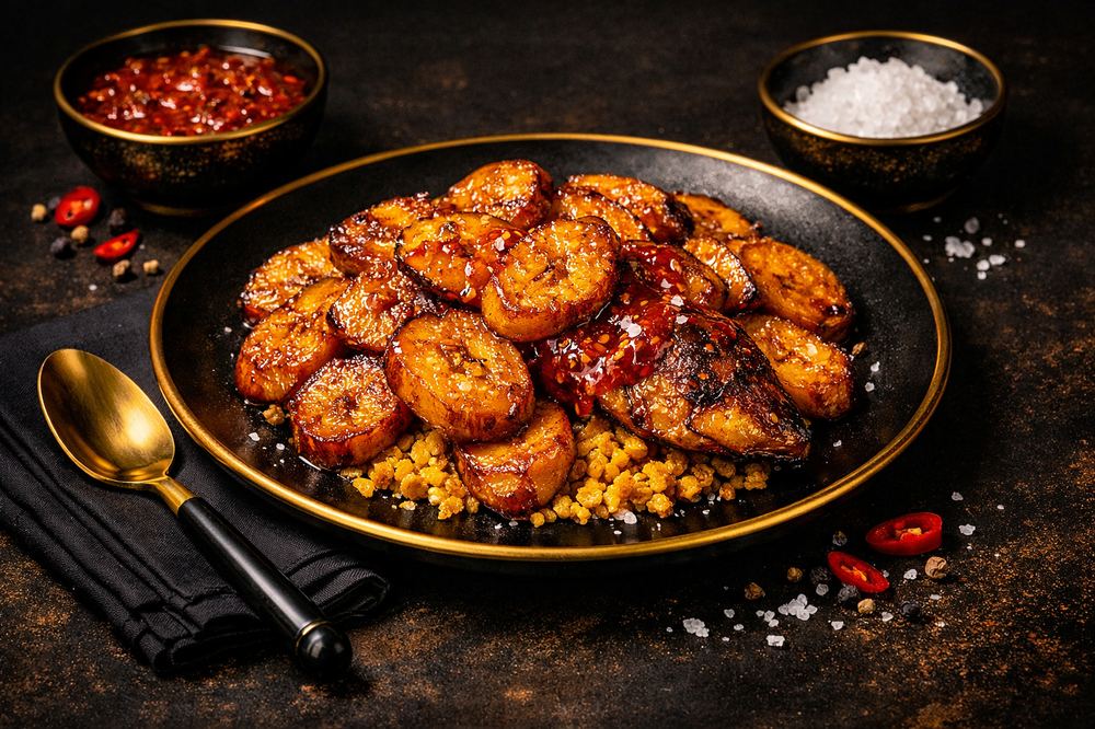 Bananes plantains dorées et caramélisées