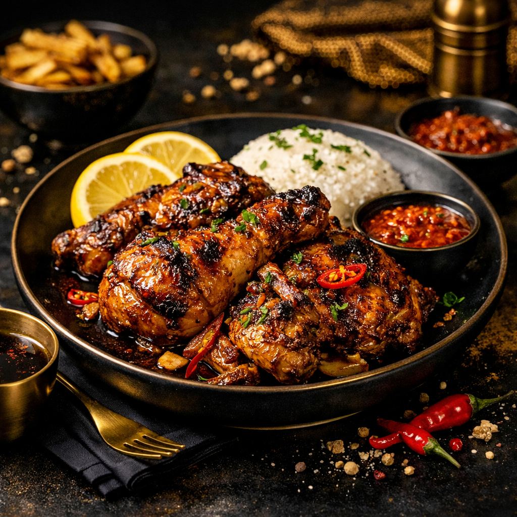 Yassa poulet mariné au citron et oignons fondants